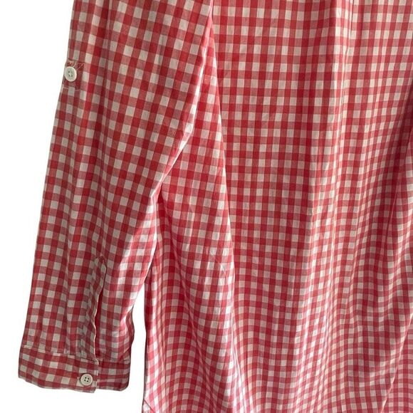 Chadwick’s Of Boston Pink Gingham Plaid Shirt Dress Long Sleeve Size 12 Large - Picture 4 of 5
